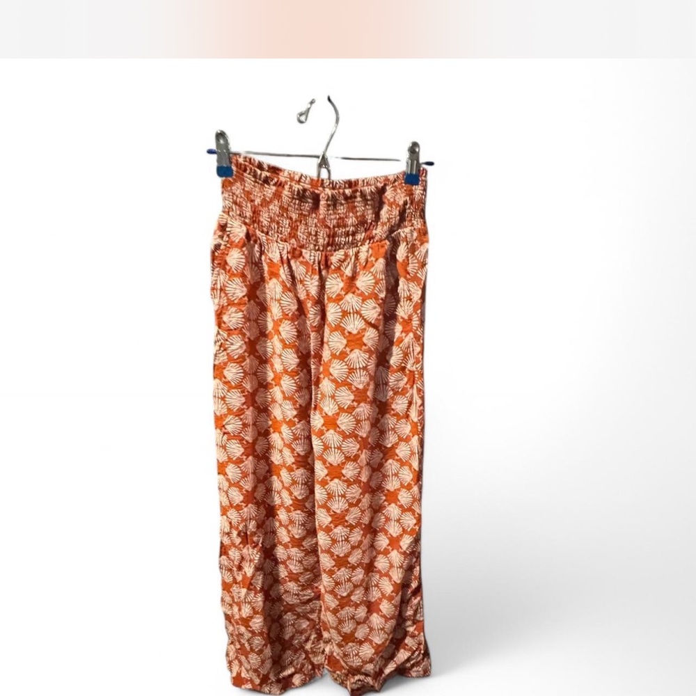 Orange Floral Wide-Leg Pants